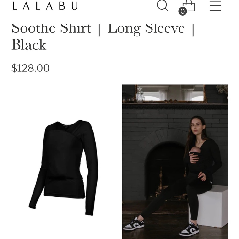 New LALABU Soothe baby wearing shirt - long sleeve medium black